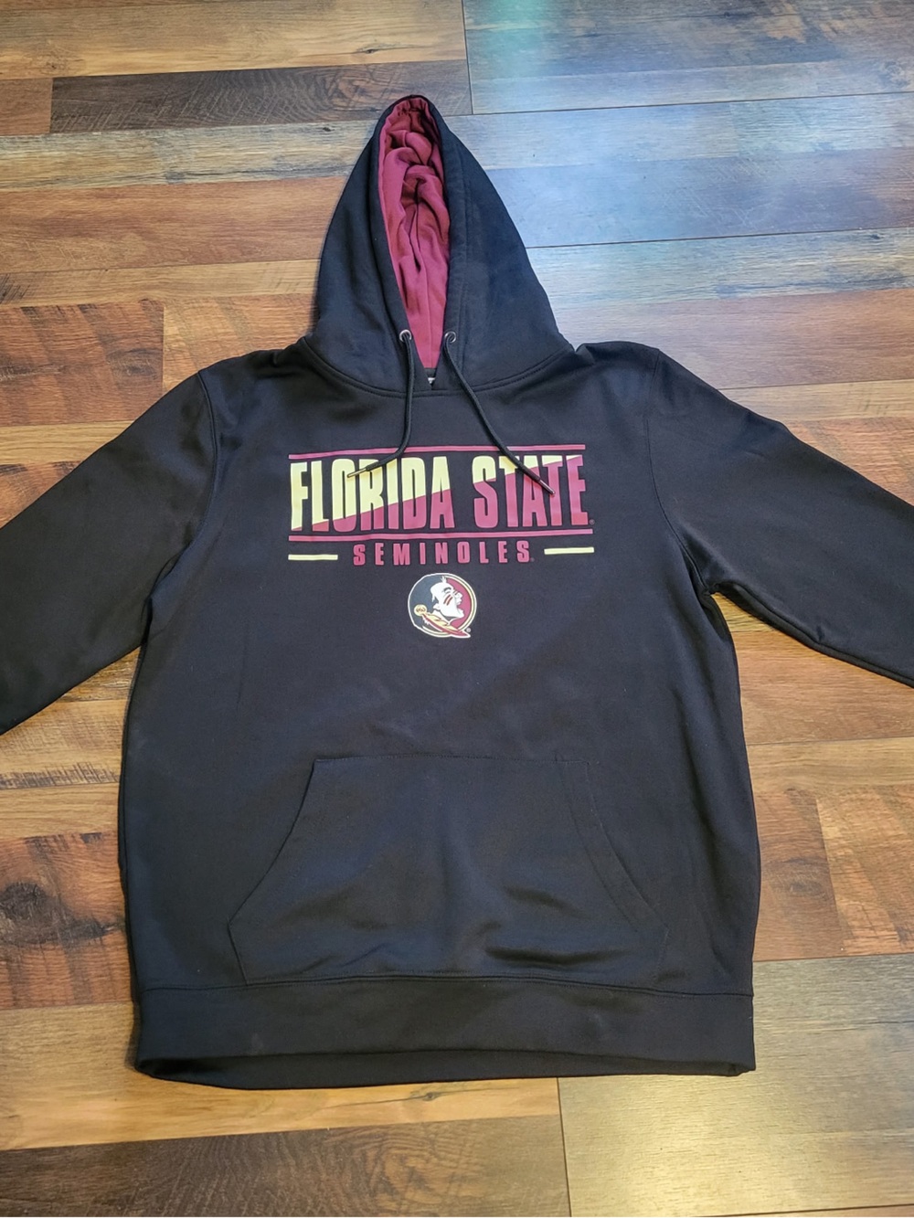 Colosseum Black Hoodie with Garnet Lined Hood and Florida State Print